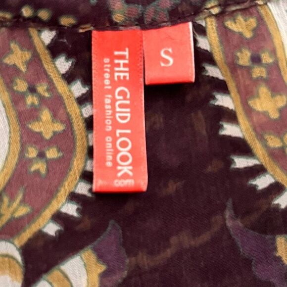 The Gud Look Purple Paisley Boho Top Sz S - Picture 3 of 5